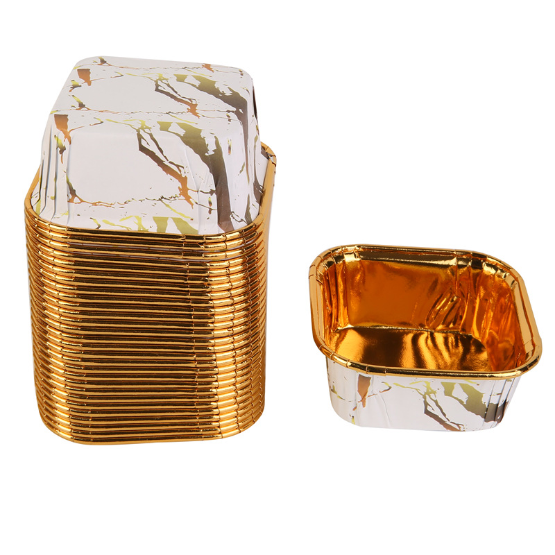 大理石系列正方形蛋糕杯蛋糕纸杯耐高温单面金6.5*6.5*3.5cm详情5