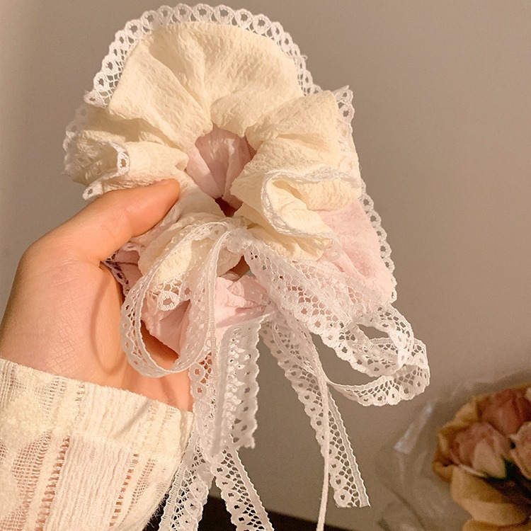 Gentle bow hair band, a high-end and girlish look, baby fan band, lace ribbon, large intestine circle, hair tie, hair accessory, headwear pic 3