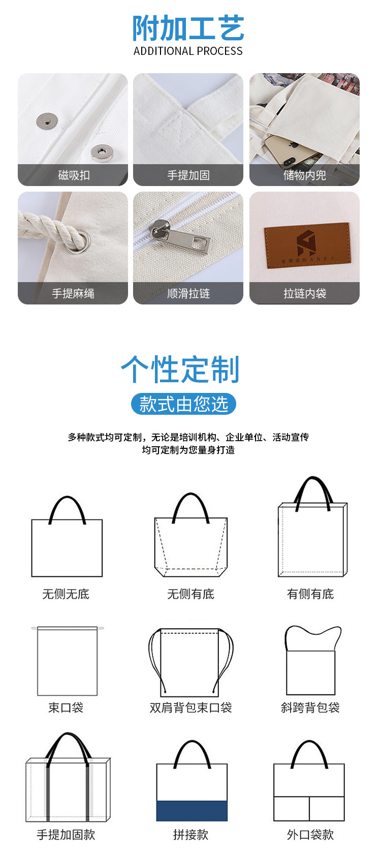 帆布袋定制购物手提帆布包广告托特包厂家棉布袋现货批发定做logo详情11