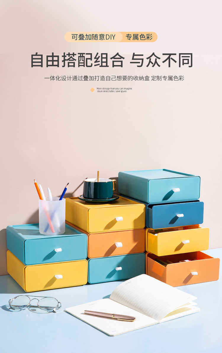 Desktop cosmetics storage box, student desk stationery storage box, office organizing drawer-type storage rack wholesale 0750 pic 8
