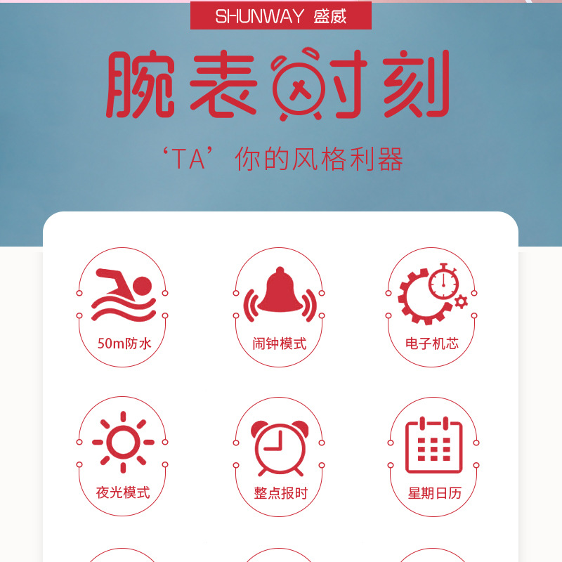 新款现货熊猫卡通儿童电子手表学生党防水夜光多功能闹钟电子表详情2