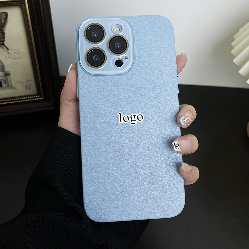 Crystal lens protection is suitable for Apple 15Promax phone case with lychee pattern, PC hard case, iPhone14 lens film scratch-resistant pic 23