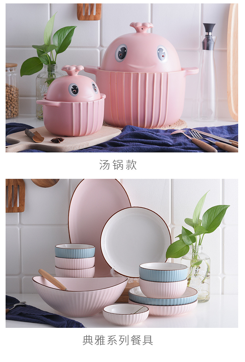 Cute target pot, whale pot, clay pot, stew pot, household open flame gas custard pot, soup pot, gift induction cooker pic 4
