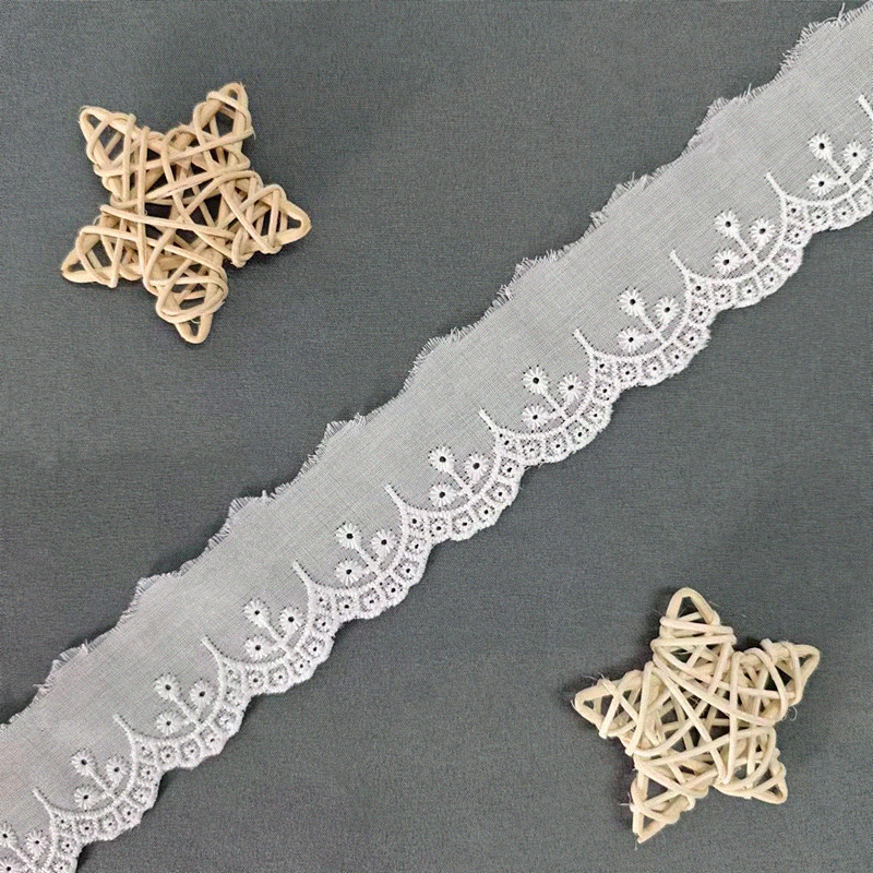 Wholesale of cotton embroidered lace, hollowed-out lace, embroidered skirt hem, clothing accessories, milk silk, perforated, barcode 2.5 pic 105