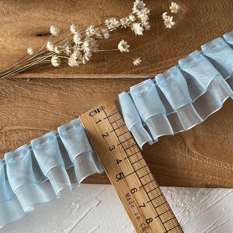 Blue high-end lace trim, hand-decorated skirt hem, garment accessories, pleated, ruffled, wide pic 4