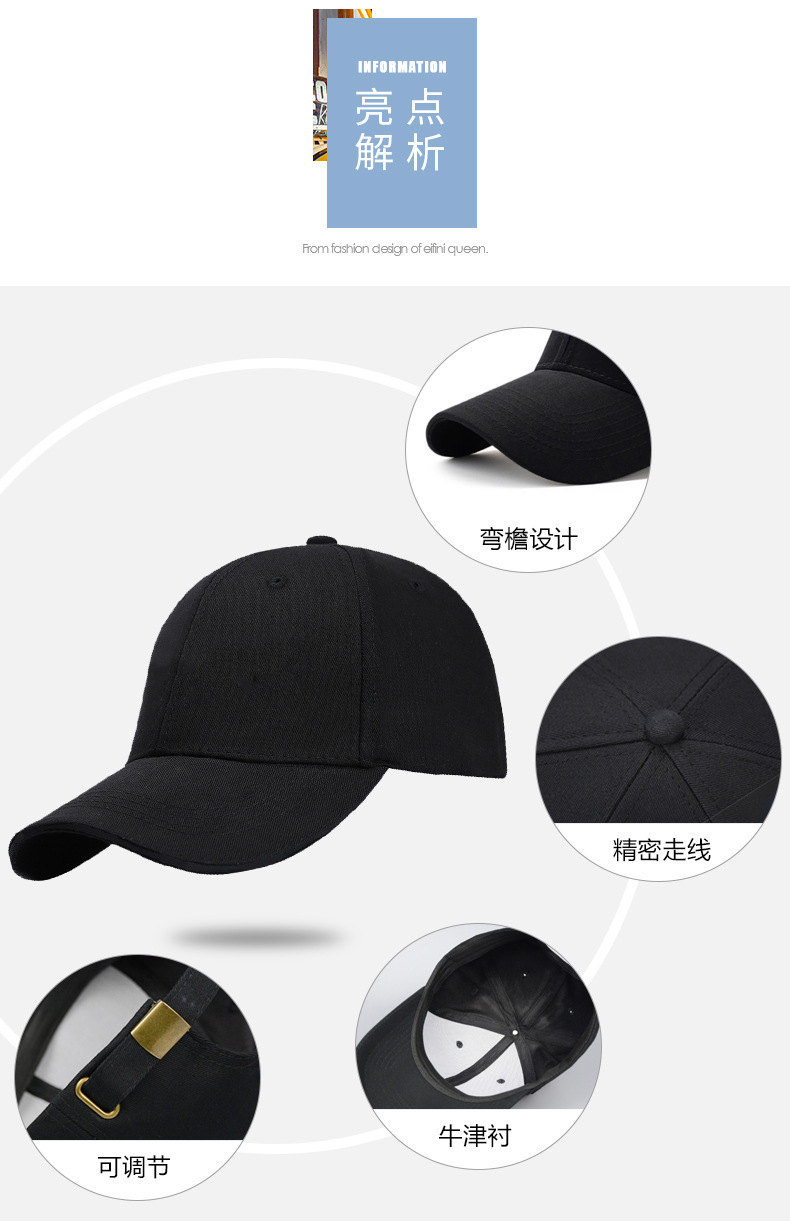 Customized logo wholesale of pure cotton baseball caps for women in spring and summer, custom-made embroidered baseball caps for men in small quantities pic 2