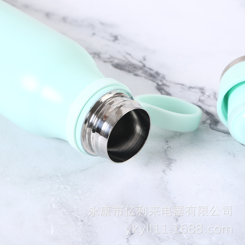 Portable cola bottle, sports frosted gradient color water cup, thermos cup, home stainless steel outdoor water bottle, shoulder strap, portable screwdriver pic 2