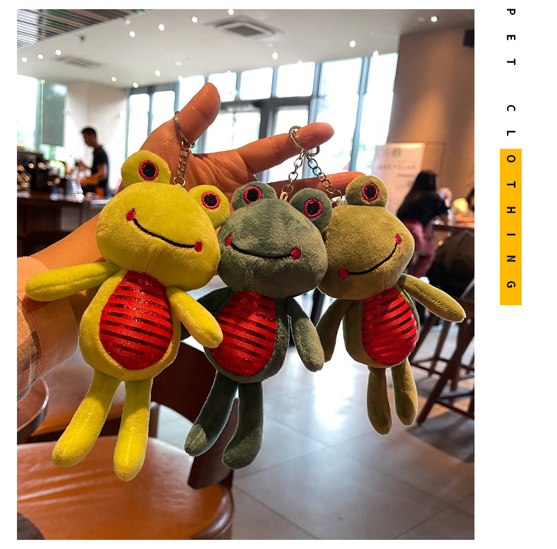 New cute smiling frog plush toy pendant, schoolbag accessory for boys and girls, keychain, creative couple gift pic 11