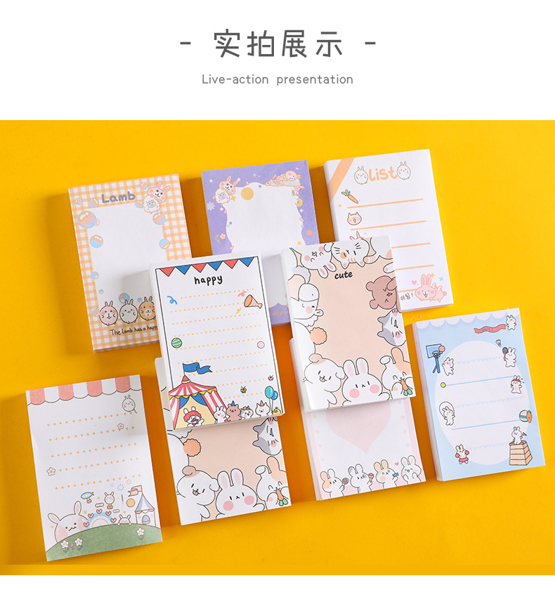 Cute cartoon rabbit memo note book, student notebook, sticky notes that can be torn N times, message notepad pic 10