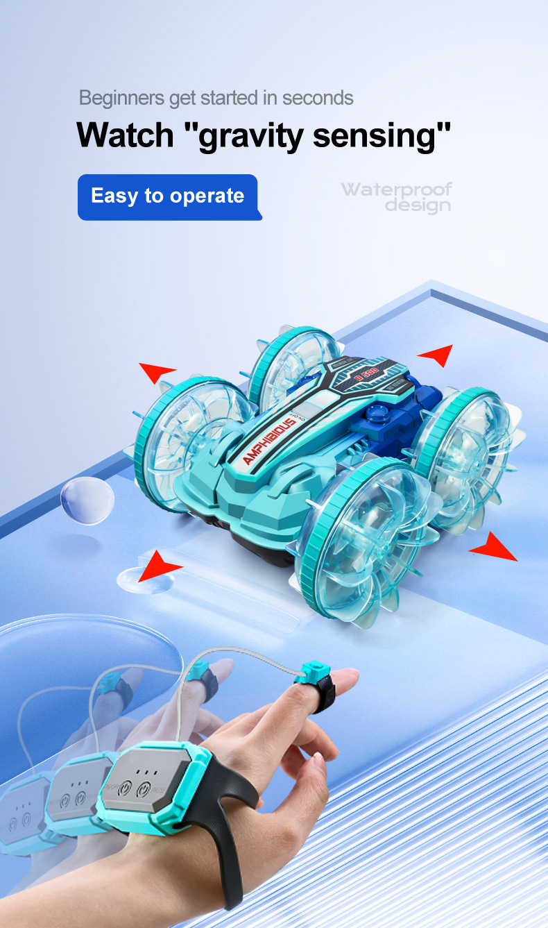 跨境热卖儿童遥控双面特技车充电款手势感应水陆两栖汽车玩具批发详情23