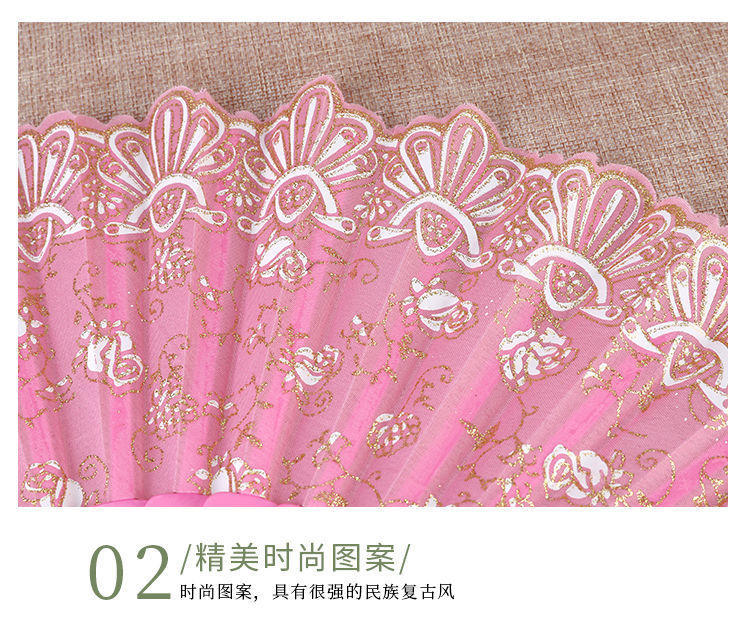 扇子古风小花玫瑰旗袍汉服折扇舞蹈扇女士扇网红扇一件代发批发详情8
