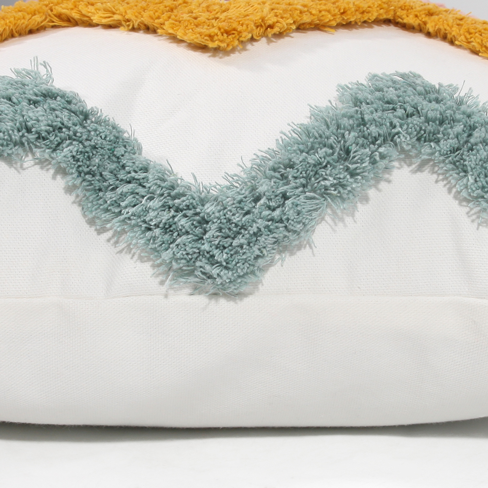 北欧风摩洛哥风格波浪线多色簇绒抱枕套双色手工流苏沙发靠垫套详情10