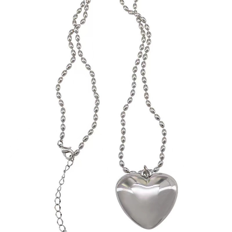 向日葵欧尼fever同款银色爱心项链女新款夏长款吊坠配饰高级配饰详情5