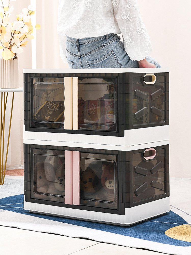 Household plastic wardrobe, foldable, transparent, large-capacity storage box for clothes, quilts and other items 0753 pic 5