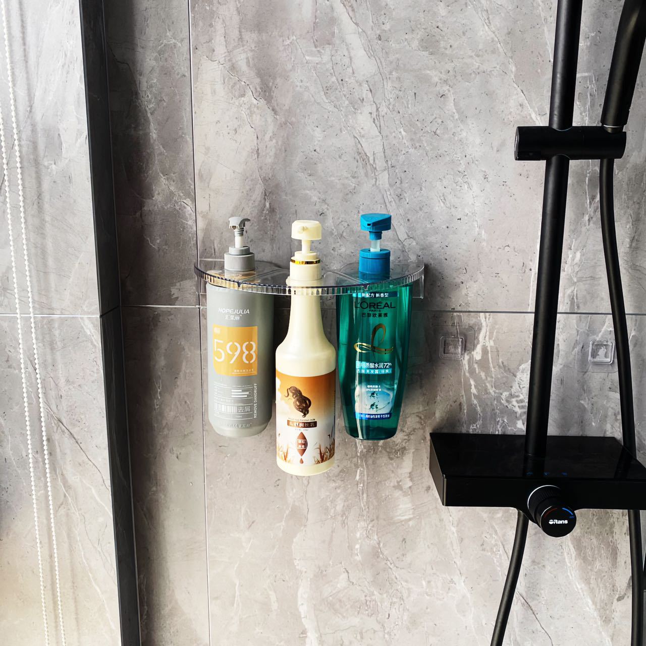 Wall-mounted shower, body wash, shampoo storage rack and storage rack in the dormitory bathroom pic 3
