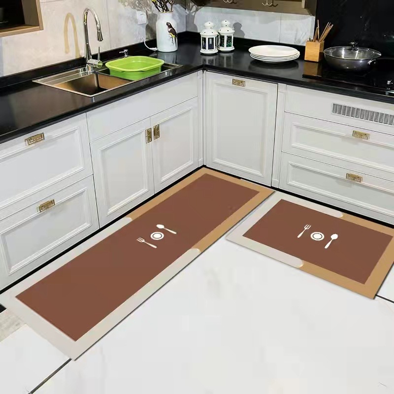 跨境爆款北欧风厨房两件套科技绒软垫吸水吸油脚垫耐脏易清洗脚垫详情9