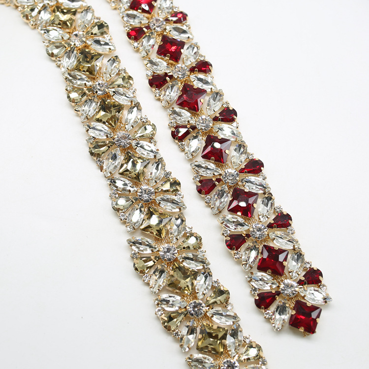 Fancy diamond chain, high-end water diamond decorative chain, hand-sewn headscarf decorative accessory, super sparkling glass DIY diamond jewelry pic 2