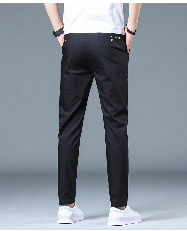 夏季薄款休闲裤男款修身直筒透气弹力冰丝百搭潮流男裤子批发凉感详情30