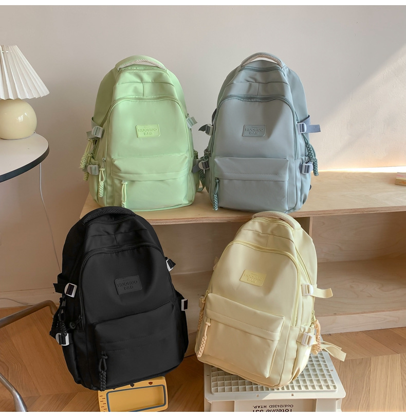 纯色休闲双肩包小学生女初高中书包简约时尚百搭大容量大学生背包详情29