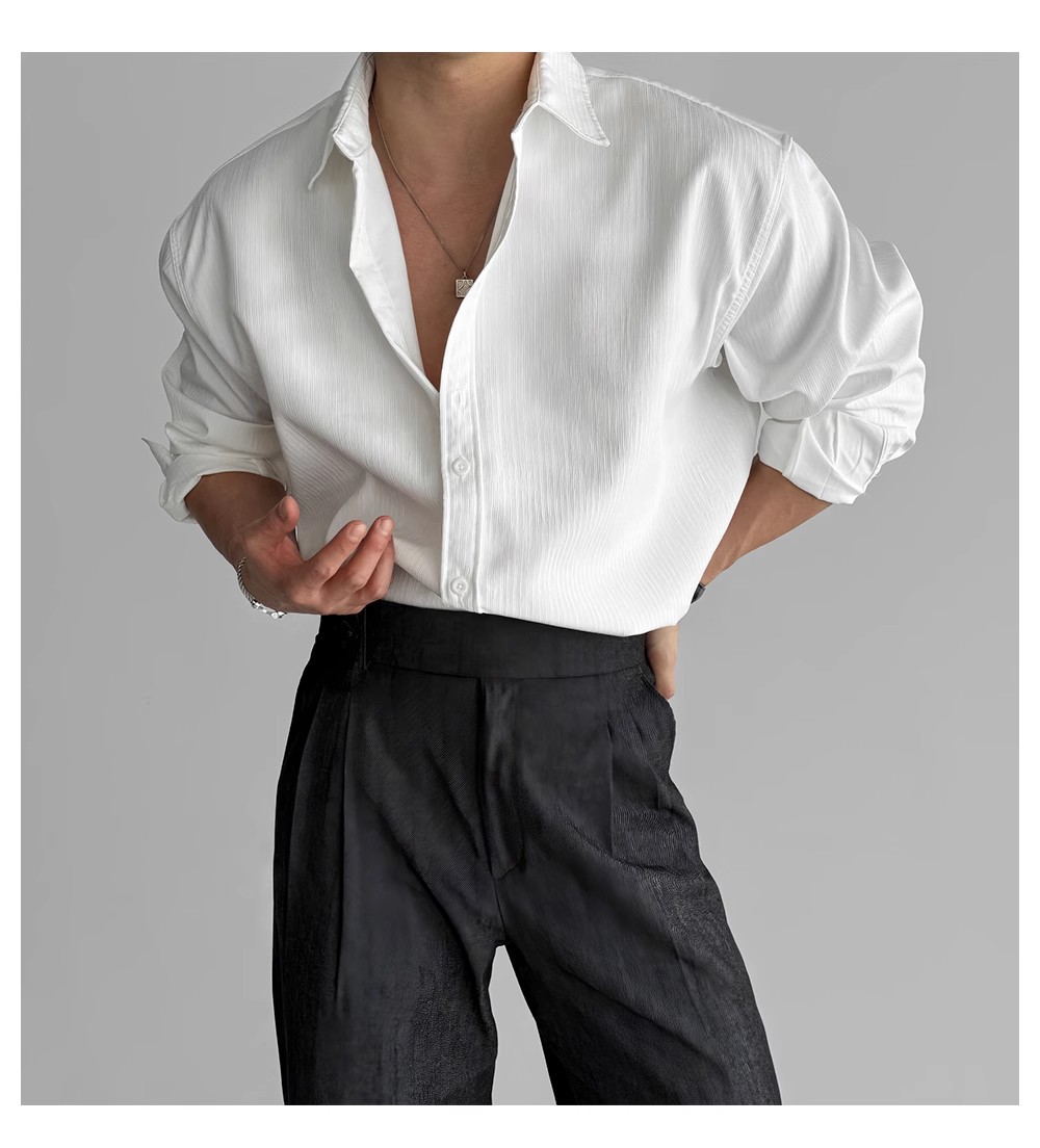 Black long-sleeved shirt for men, with a high-end vertical stripe texture, light mature style, inch shirt, versatile, no-iron casual business shirt pic 17