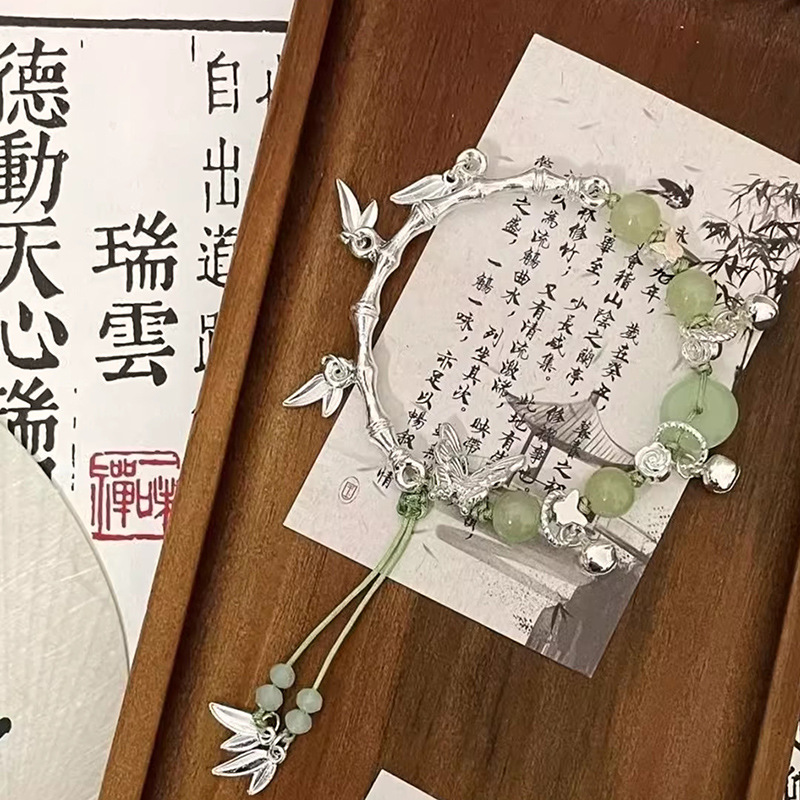 New Chinese-style bamboo joint butterfly bracelet for girls, ancient style, high appearance level, student party bracelet, light luxury, niche and exquisite jewelry pic 8