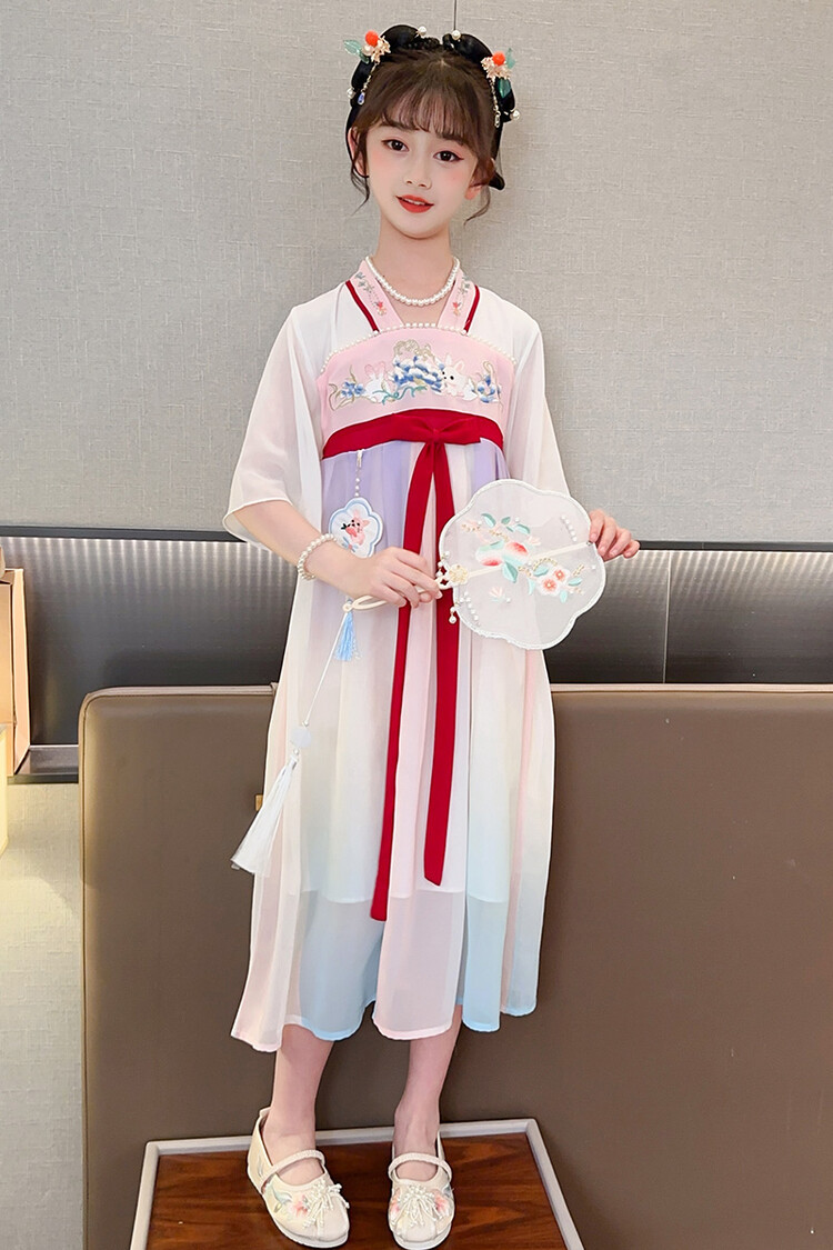 汉服女童春薄款中国风襦裙连衣裙古装超仙春季小女孩儿童唐装批发详情9