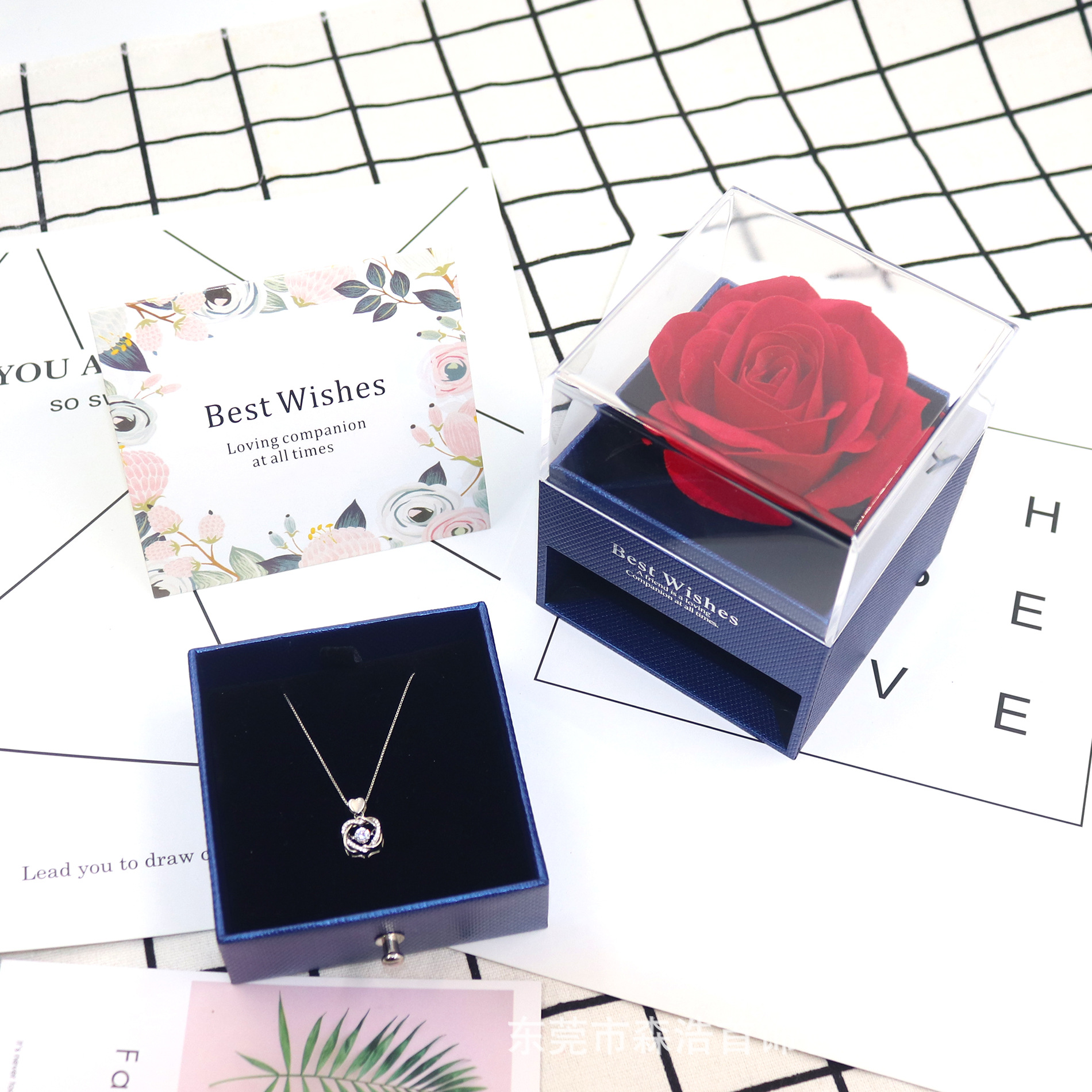 Transparent acrylic rose jewelry box, ring necklace box, jewelry and accessory box, storage gift box pic 12