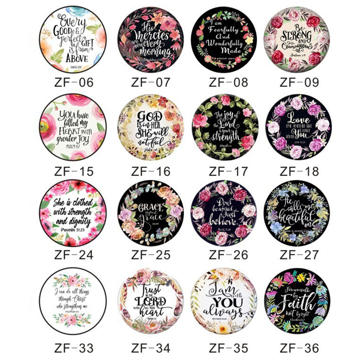 时光宝石水晶玻璃花环励志系列亚马逊diy饰品配件英文图案徽章详情3