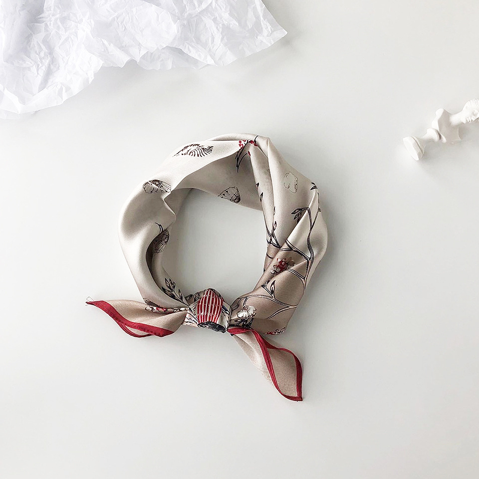 Wholesale silk scarves for overseas gifts and return gifts, cross-border silk autumn and winter decorative plain crepe satin 53cm floral neckerchiefs, small square scarves pic 55