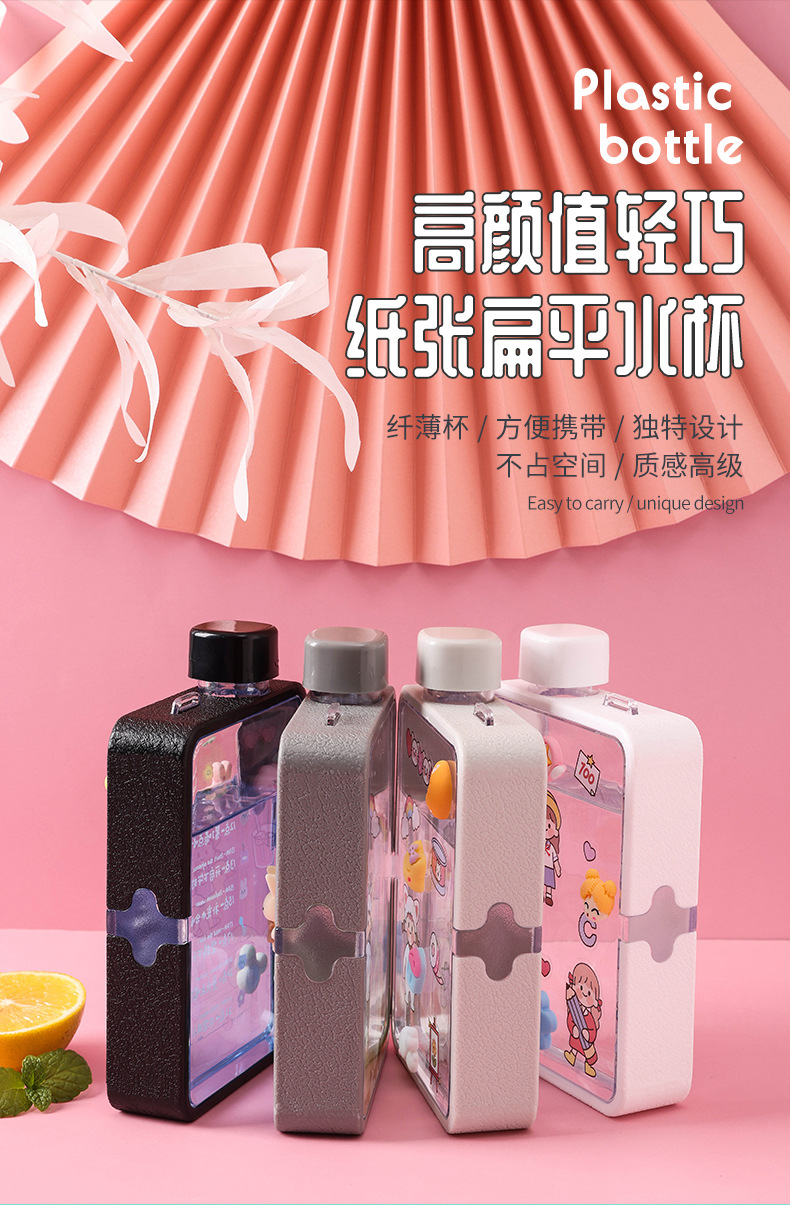 X49-A5-C flat ins water cup, high appearance level, popular online water bottle, Korean style portable water cup for male and female students pic 2