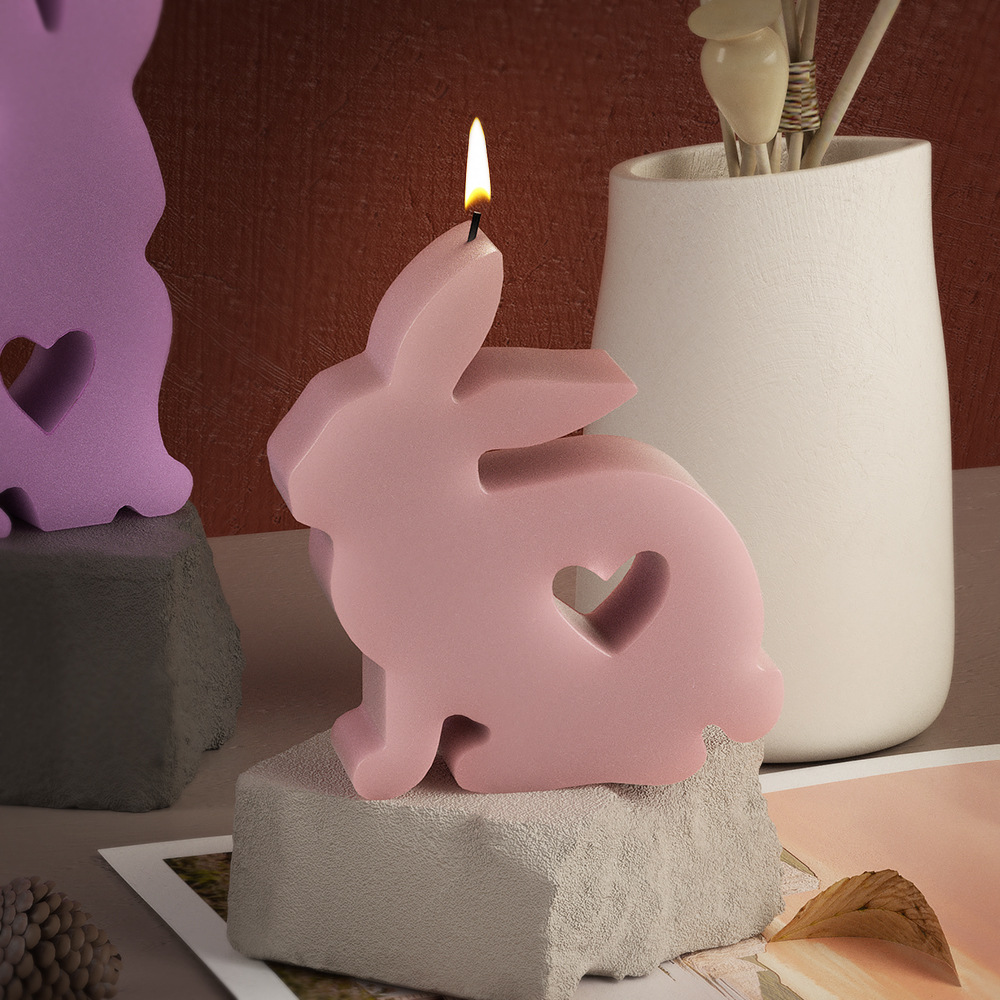 Easter bunny plaster mold heart-shaped rabbit scented candle mold Cute Easter ornament Silicone mold handicraft ornament handicraft pic 13