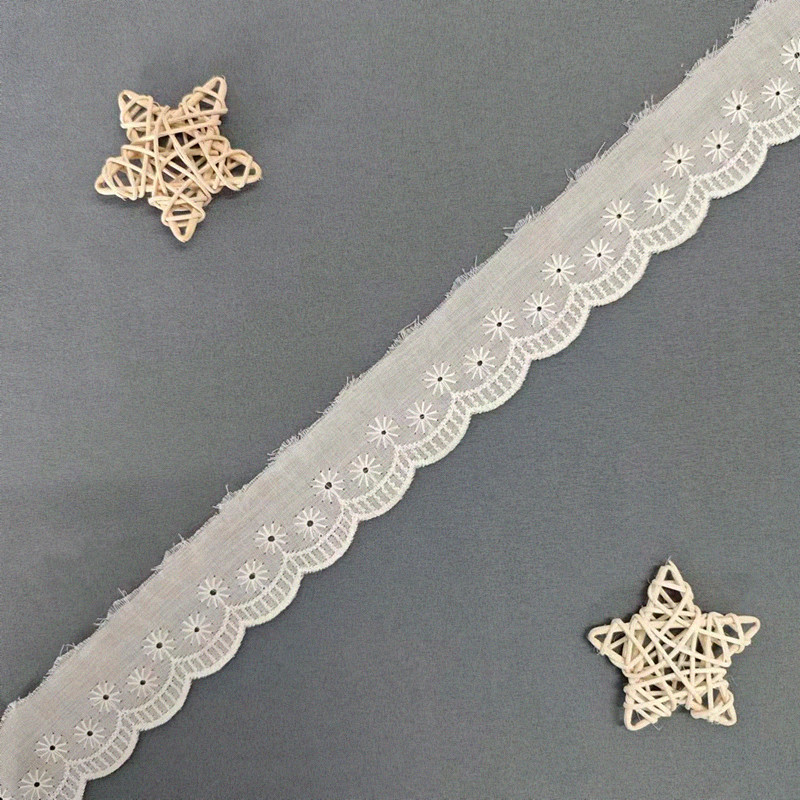 Wholesale of cotton embroidered lace, hollowed-out lace, embroidered skirt hem, clothing accessories, milk silk, perforated, barcode 2.5 pic 107