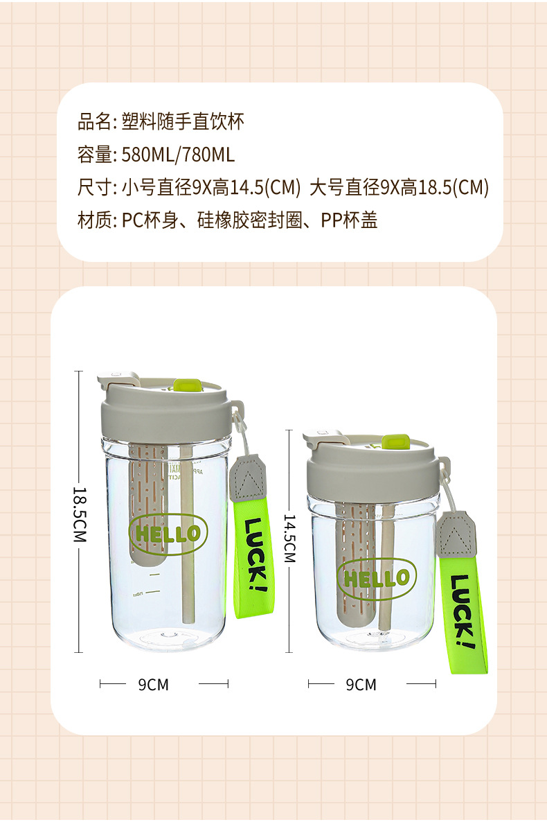 新款高颜值学生韩式杯子通用便携家用咖啡杯大容量水杯塑料杯批发详情13