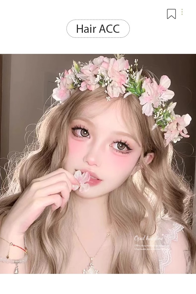 Super fairy flower ring headband, forest-style realistic flower vine hair band, spring and summer travel photo headband, atmospheric hair accessory, hair clip pic 1