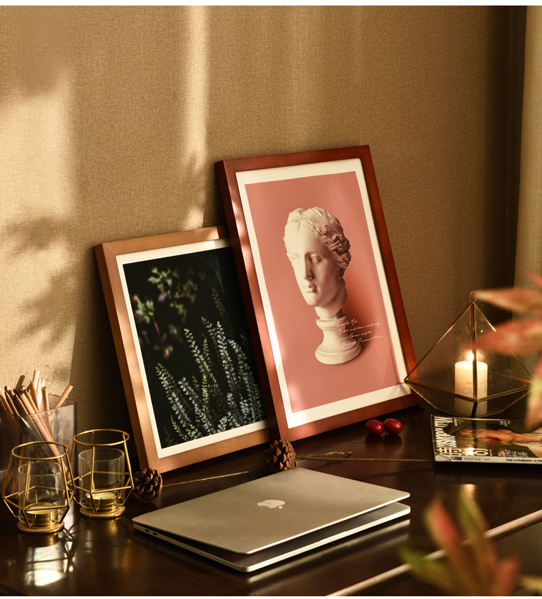 实木相框A4 A3 4开8K16寸20寸24相册照片相架 挂墙画框装裱木质 桂圆干色调摆台装饰详情6