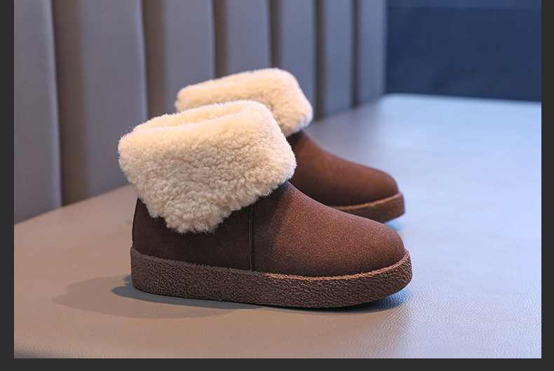 女童雪地靴儿童保暖鞋2024冬季新款毛毛翻边雪地棉中大童加绒短靴详情13