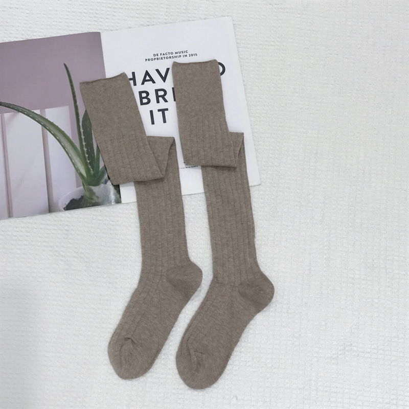 诸暨2024春夏新款超薄透气堆堆袜纯色竖条长袜学院风过膝袜女袜子详情17