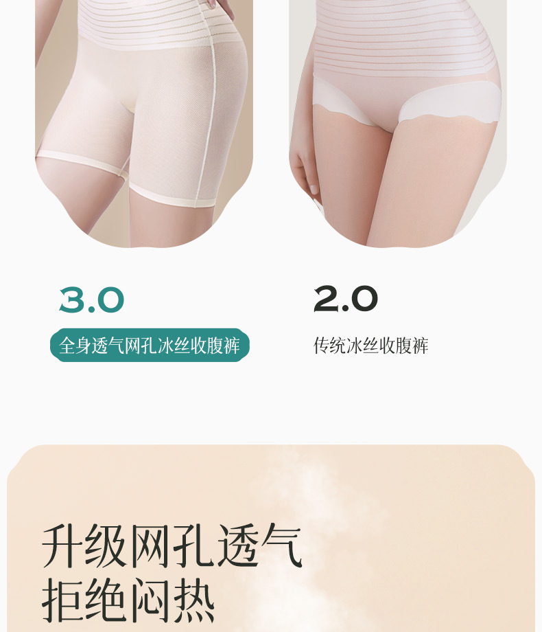 女士高腰安全裤防走光平角收腹提臀束腰透气无痕冰丝安全女内裤详情3
