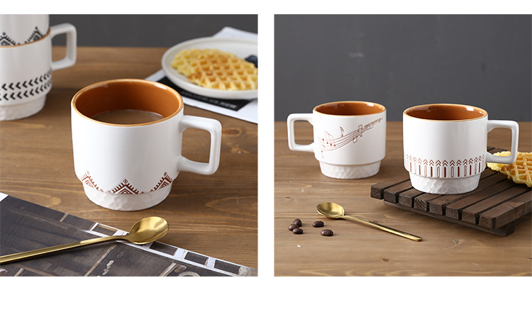 Simple ceramic cups, office mugs, breakfast coffee cups, milk cups, afternoon tea cups set, can be affixed with logos pic 19