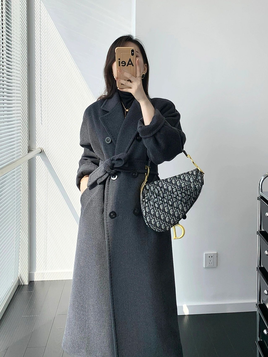 高级感大衣女冬季毛呢外套气质赫本风灰色加厚呢子小香风详情5
