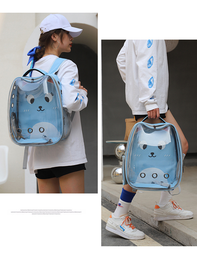 New transparent backpack, pet bag, cartoon portable space capsule, cat bag, dog breathable shopping backpack pic 16