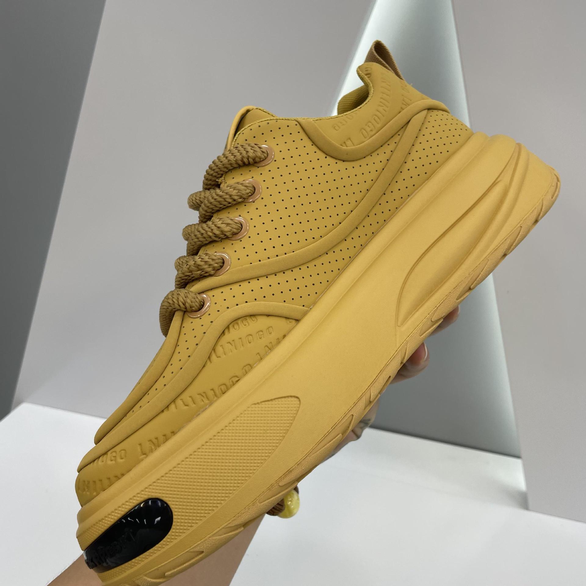 秋季新款男鞋系带低帮跑步鞋潮流鞋子增高印花时尚透气老爹鞋软底详情33