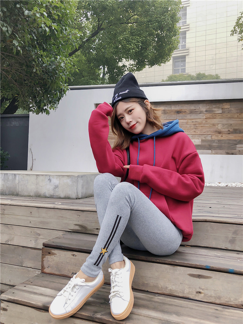 Spring new Korean-style side-striped five-star printed slimming nine-inch skinny pants pic 20