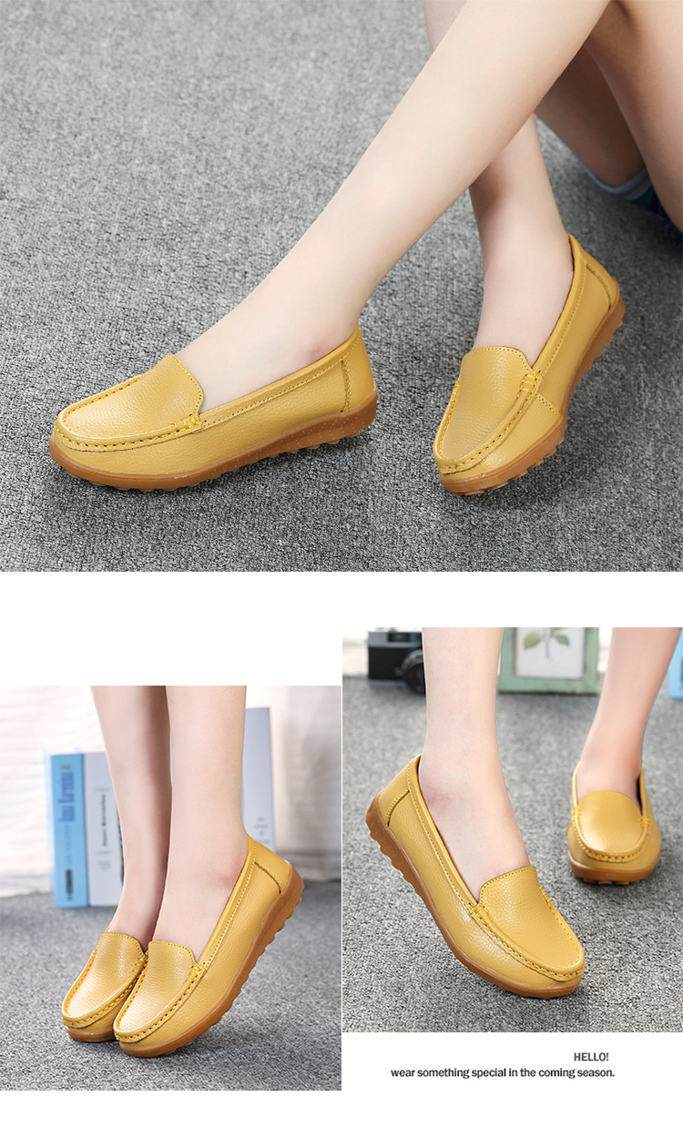 真皮豆豆鞋软底女鞋妈妈鞋女式休闲平底鞋牛筋底一脚蹬中老年单鞋详情18