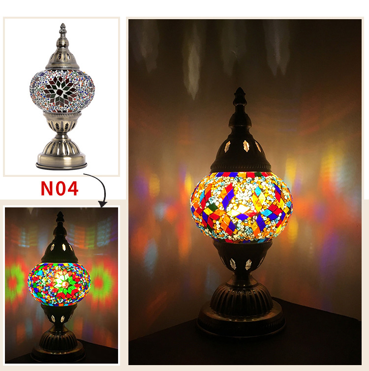 Qianlian Turkish small table lamp, retro exotic bedroom, living room, dining room lamp, hotel and homestay, Southeast Asian handmade table lamp pic 14