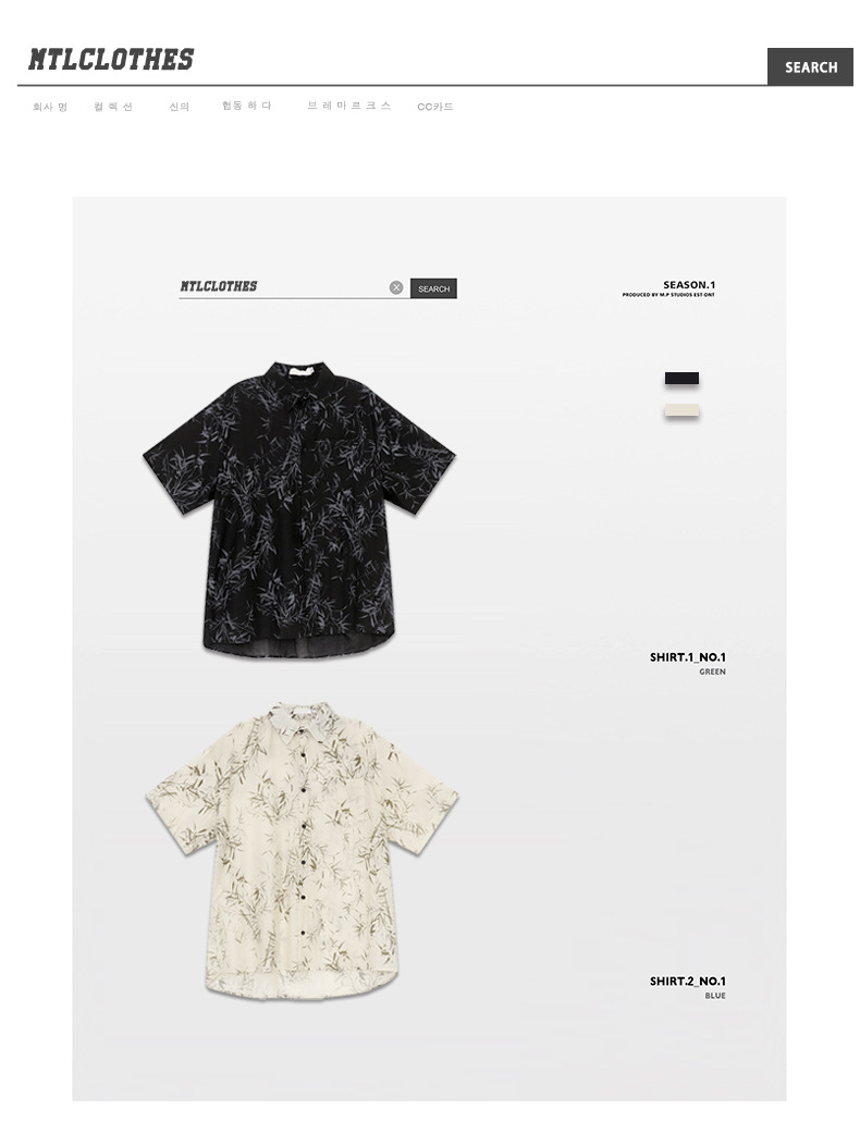 MTLCLOTHES男装|2024夏款新品 新中式国风薄款竹叶慵懒短袖衬衫潮详情3