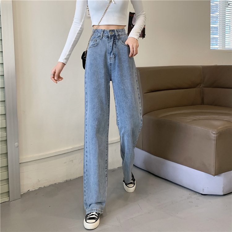 Spring 2021 new loose jeans for petite women, high-waisted and slimming, wide-leg and straight-leg pants, trendy on Instagram pic 12