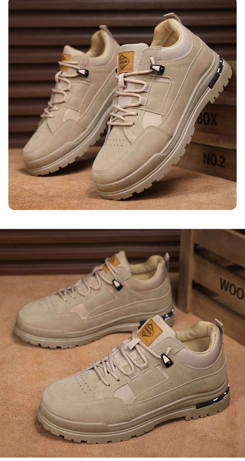 秋冬复古男士休闲鞋皮面防水耐磨男士板鞋潮流百搭软底户外运动鞋详情12