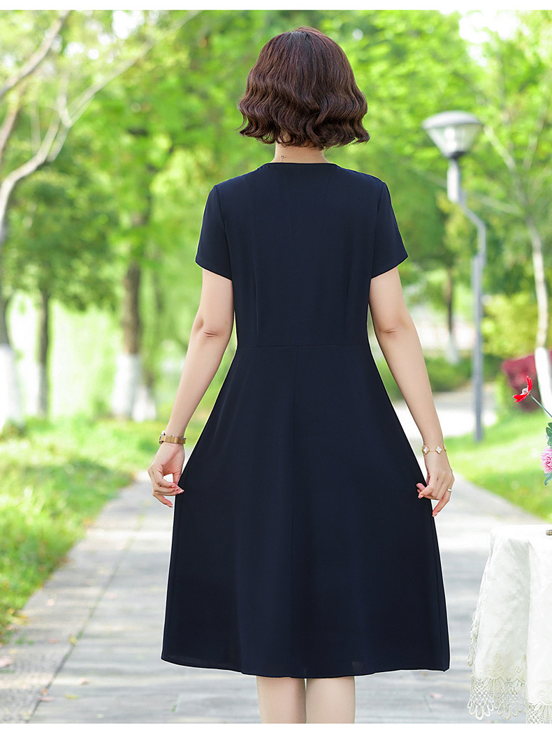 妈妈装夏季连衣裙40岁50中老年短袖女洋气裙子修身中年人薄款长裙详情27