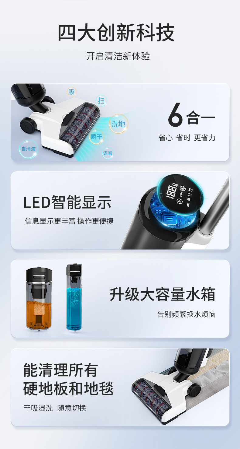 小家电扫地机无线智能吸尘拖洗家用洗地机厂家直供跨境自清洁一体详情18